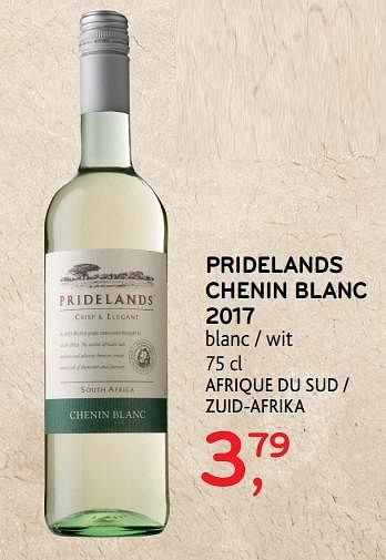 Promotions Pridelands chenin blanc 2017 - Vins blancs - Valide de 26/09/2018 à 09/10/2018 chez Alvo