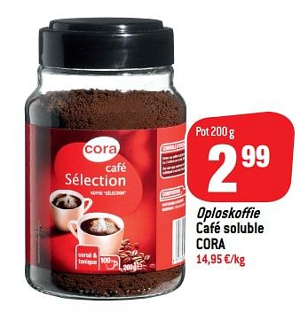 Promoties Oploskoffie café soluble cora - Huismerk - Match - Geldig van 19/09/2018 tot 25/09/2018 bij Match