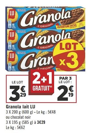 Promotions Granola lait lu - Lu - Valide de 18/09/2018 à 30/09/2018 chez Géant Casino