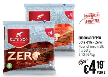 Promoties Chocoladerepen côte d`or - zero - Cote D'Or - Geldig van 20/09/2018 tot 26/09/2018 bij Delhaize