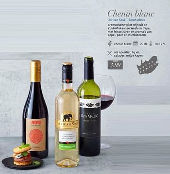 Promotions Chenin blanc `african soul` - south africa - Vins blancs - Valide de 17/09/2018 à 31/10/2018 chez Aldi