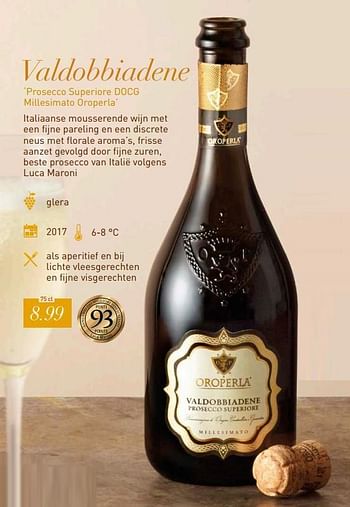 Promotions Valdobbiadene `prosecco superiore docg millesimato oroperla` - Vins blancs - Valide de 17/09/2018 à 31/10/2018 chez Aldi