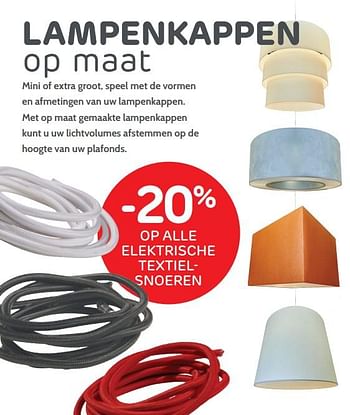 Promoties -20% op alle elektrische textielsnoeren - Huismerk - BricoPlanit - Geldig van 26/09/2018 tot 22/10/2018 bij BricoPlanit