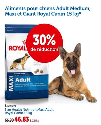 Promotions Aliments pour chiens adult medium, maxi et giant royal canin - Royal Canin - Valide de 26/09/2018 à 06/10/2018 chez Aveve