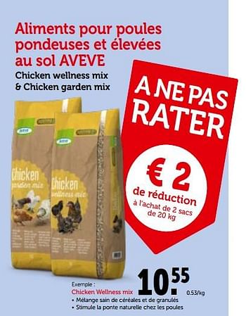 Promotions Aliments pour poules pondeuses et élevées au sol aveve - Produit maison - Aveve - Valide de 26/09/2018 à 06/10/2018 chez Aveve