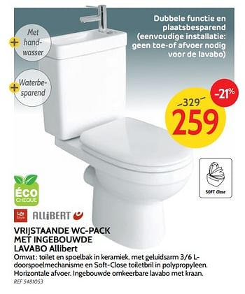 Promoties Vrijstaande wc-pack met ingebouwde lavabo allibert - Allibert - Geldig van 26/09/2018 tot 22/10/2018 bij BricoPlanit