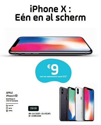 Promoties Apple iphone x 256 gb - Apple - Geldig van 19/09/2018 tot 01/10/2018 bij Base