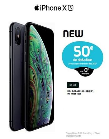 Promotions Apple iphone x s 64 gb - Apple - Valide de 19/09/2018 à 01/10/2018 chez Base
