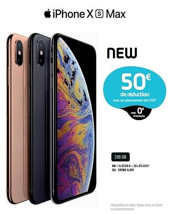 Promotions Apple iphone x s max 256 gb - Apple - Valide de 19/09/2018 à 01/10/2018 chez Base