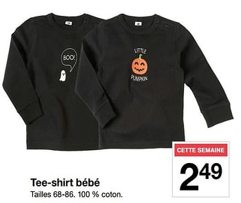 Promotions Tee-shirt bébé - Produit maison - Zeeman  - Valide de 22/09/2018 à 28/09/2018 chez Zeeman