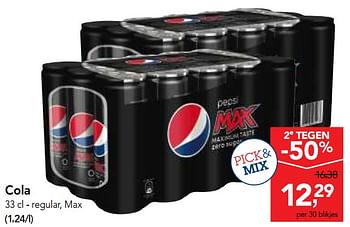 Promoties Cola regular, max - Pepsi - Geldig van 26/09/2018 tot 09/10/2018 bij Makro