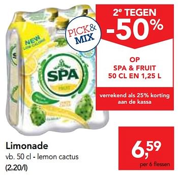 Promoties Limonade lemon cactus - Spa - Geldig van 26/09/2018 tot 09/10/2018 bij Makro