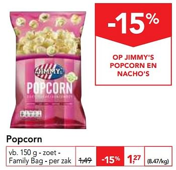 Promoties Popcorn - Jimmy's - Geldig van 26/09/2018 tot 09/10/2018 bij Makro