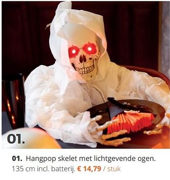 Promoties Hangpop skelet met lichtgevende ogen - Huismerk - Ava - Geldig van 18/09/2018 tot 04/11/2018 bij Ava