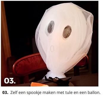 Promotions Zelf een spookje maken met tule en een ballon - Produit Maison - Ava - Valide de 18/09/2018 à 04/11/2018 chez Ava