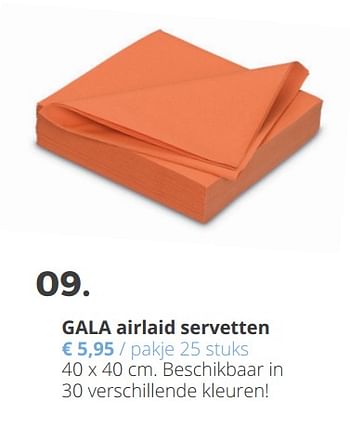 Promoties Gala airlaid servetten - Gala - Geldig van 18/09/2018 tot 04/11/2018 bij Ava
