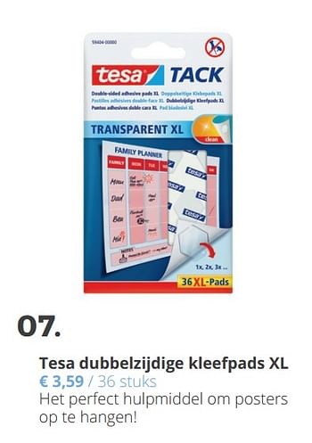 Promoties Tesa dubbelzijdige kleefpads xl - Tesa - Geldig van 18/09/2018 tot 04/11/2018 bij Ava