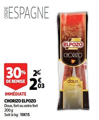 Promotions Chorizo elpozo - Elpozo - Valide de 19/09/2018 à 25/09/2018 chez Auchan Ronq