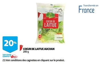 Promotions Coeur de laitue auchan - Produit Maison - Auchan Ronq - Valide de 19/09/2018 à 25/09/2018 chez Auchan Ronq