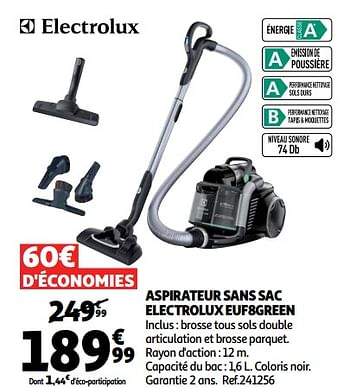 Promoties Aspirateur sans sac electrolux euf8green - Electrolux - Geldig van 19/09/2018 tot 25/09/2018 bij Auchan