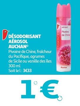 Promotions Désodorisant aérosol auchan - Produit Maison - Auchan Ronq - Valide de 19/09/2018 à 25/09/2018 chez Auchan Ronq