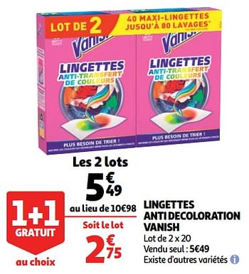 Promotions Lingettes anti decoloration vanish - Vanish - Valide de 19/09/2018 à 25/09/2018 chez Auchan Ronq