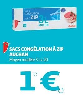 Promotions Sacs congélation à zip auchan - Produit Maison - Auchan Ronq - Valide de 19/09/2018 à 25/09/2018 chez Auchan Ronq