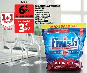 Promoties Tablettes lave vaisselle tout en 1 finish - Finish - Geldig van 19/09/2018 tot 25/09/2018 bij Auchan