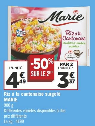 Promotions Riz à la cantonaise surgelé marie - Marie - Valide de 18/09/2018 à 30/09/2018 chez Géant Casino