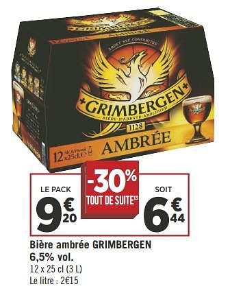 Promotions Bière ambrée grimbergen 6,5% vol - Grimbergen - Valide de 18/09/2018 à 30/09/2018 chez Géant Casino