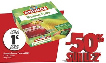 Promotions Compote pomme poire andros - Andros - Valide de 18/09/2018 à 30/09/2018 chez Géant Casino