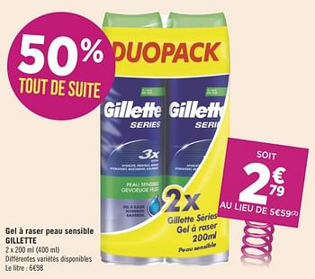 Promoties Gel à raser peau sensible gillette - Gillette - Geldig van 18/09/2018 tot 30/09/2018 bij Géant Casino