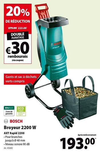 Promotions Bosch broyeur 2200 w axt rapid 2200 - Bosch - Valide de 26/09/2018 à 08/10/2018 chez Gamma
