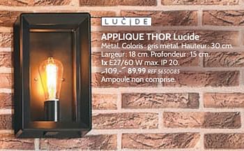 Promotions Applique thor lucide - Lucide - Valide de 26/09/2018 à 22/10/2018 chez BricoPlanit