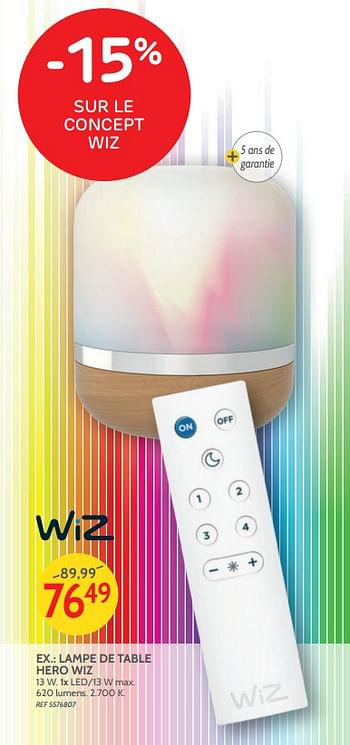 Promoties Lampe de table hero wiz - WIZ - Geldig van 26/09/2018 tot 22/10/2018 bij BricoPlanit