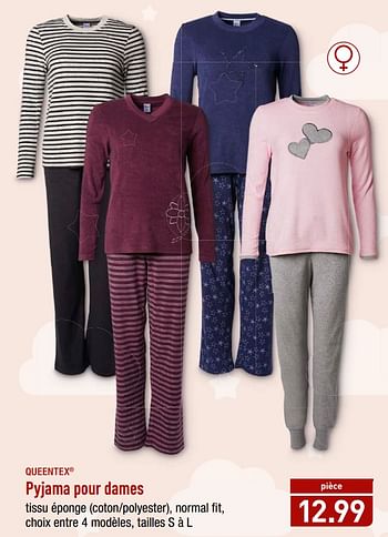 Promoties Pyjama pour dames - Queentex - Geldig van 25/09/2018 tot 29/09/2018 bij Aldi