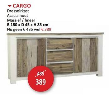 Promoties Cargo dressoirkast acacia hout massief - fineer - Huismerk - Weba - Geldig van 19/09/2018 tot 18/10/2018 bij Weba