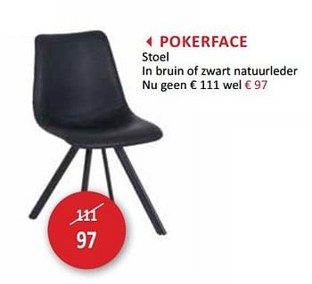 Promoties Pokerface stoel in bruin of zwart natuurleder - Huismerk - Weba - Geldig van 19/09/2018 tot 18/10/2018 bij Weba