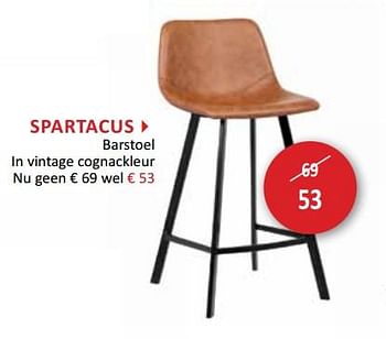 Promoties Spartacus barstoel in vintage cognackleur - Huismerk - Weba - Geldig van 19/09/2018 tot 18/10/2018 bij Weba