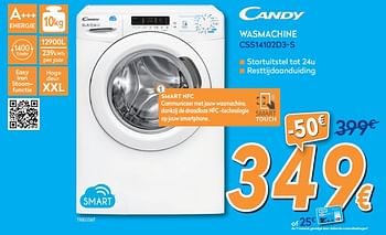 Promoties Candy wasmachine css14102d3-s - Candy - Geldig van 24/09/2018 tot 24/10/2018 bij Krefel