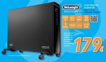 Promotions Delonghi elektrische radiator slim style ceramic hx65l22 - Delonghi - Valide de 24/09/2018 à 24/10/2018 chez Krefel