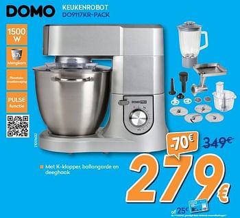 Promotions Domo elektro keukenrobot do9117kr-pack - Domo elektro - Valide de 24/09/2018 à 24/10/2018 chez Krefel