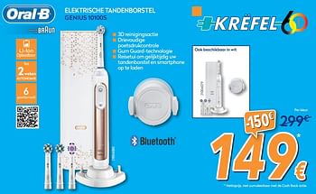 Promoties Oral-b elektrische tandenborstel genius 10100s - Oral-B - Geldig van 24/09/2018 tot 24/10/2018 bij Krefel