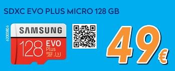 Promoties Samsung sdxc evo plus micro 128 gb - Samsung - Geldig van 24/09/2018 tot 24/10/2018 bij Krefel