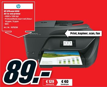 Promoties Hp officejet 6950 all-in-one printer - HP - Geldig van 24/09/2018 tot 30/09/2018 bij Media Markt
