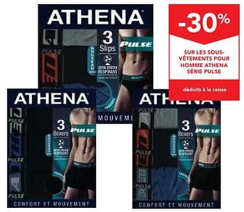 Promotions -30% sur les sousvêtements pour homme athena série pulse - Athena - Valide de 26/09/2018 à 09/10/2018 chez Makro