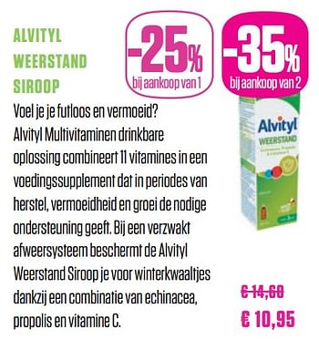Promoties Alvityl weerstand siroop - Alvityl - Geldig van 25/09/2018 tot 25/11/2018 bij Medi-Market
