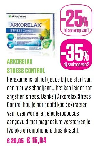 Promoties Arkorelax stress control - Arkopharma - Geldig van 25/09/2018 tot 25/11/2018 bij Medi-Market
