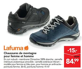 Promoties Chaussures de montagne pour femme et homme - Lafuma - Geldig van 26/09/2018 tot 09/10/2018 bij Makro