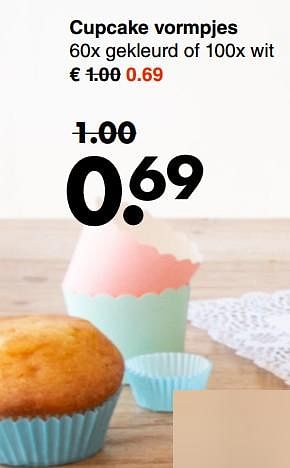 Promoties Cupcake vormpjes - Huismerk - Wibra - Geldig van 24/09/2018 tot 06/10/2018 bij Wibra